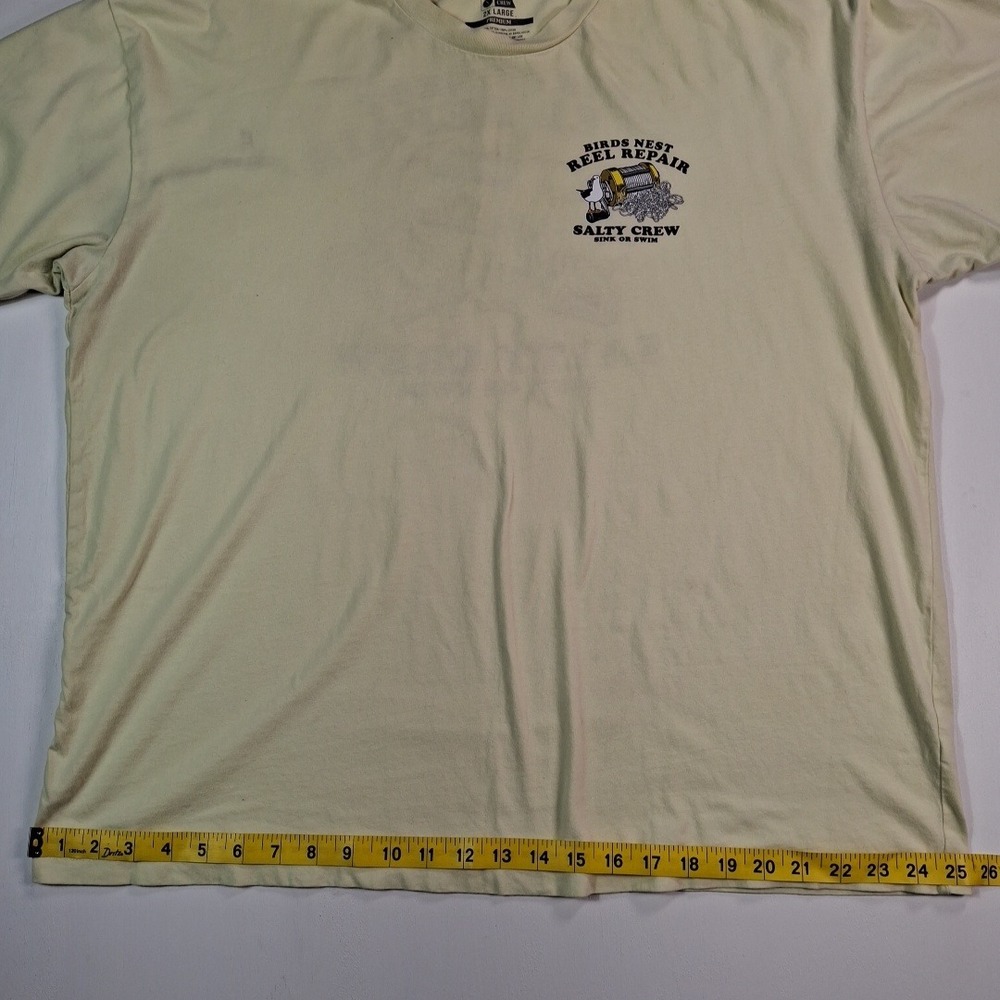 Salty Crew Birds Nest Reel Repair Graphic T-Shirt Mens 2XL Yellow Sink or Swim - Picture 5 of 11